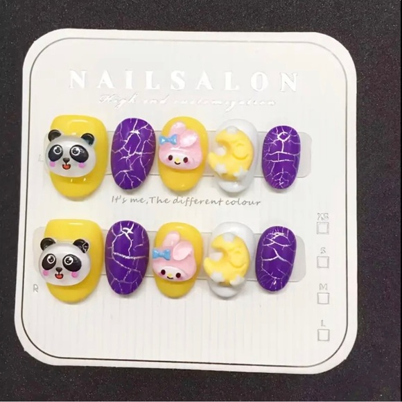 3D press-on charm nails My Melody panda moon charms (Nail Glue Included!) - Picture 4 of 6